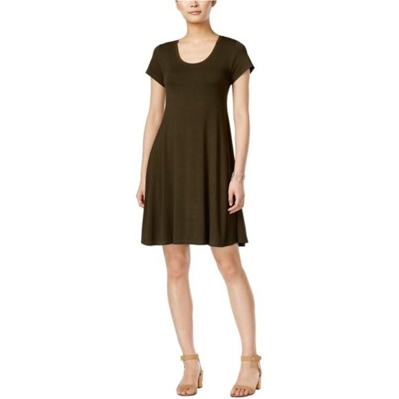 Style & Co. Dresses & Skirts - Style & Co Olive Evening A-Line Jersey Dress Casual Everyday Dress (AF)